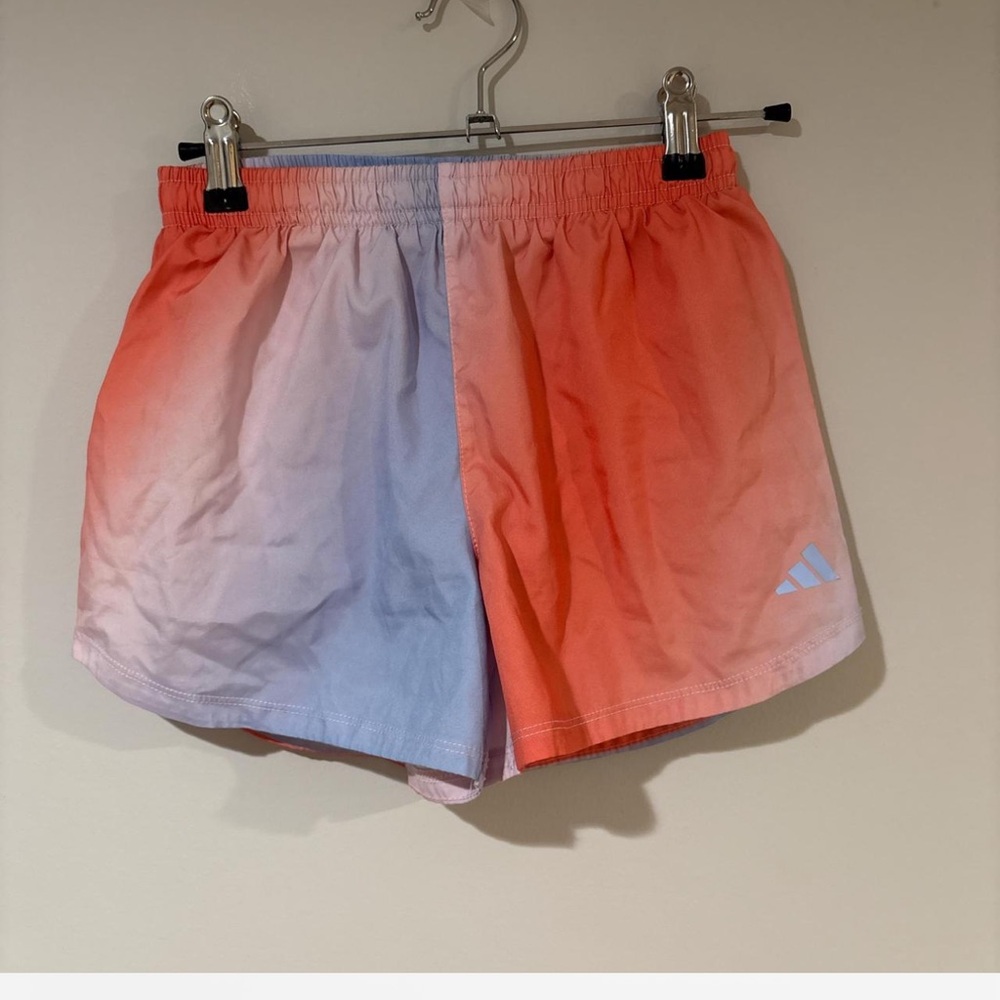 Adidas Kids Gradient Ombré Athletic Shorts - Orange & Blue - Size M (10/12)